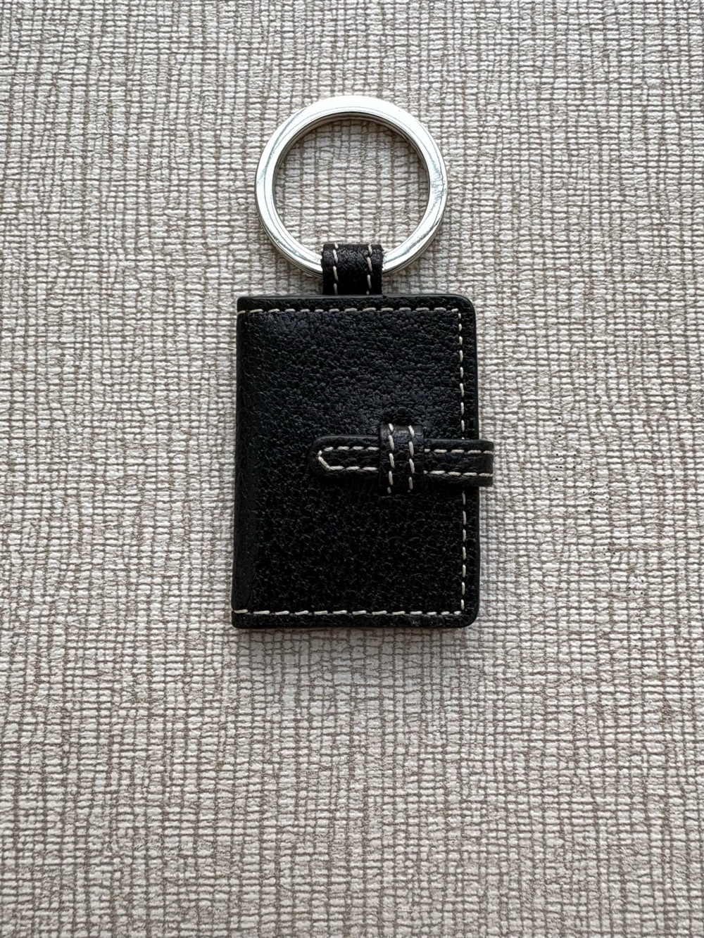 COACH Photo Book Black Pebbled Leather Mini Picture Frame Bag Charm Keychain Fob